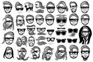 Man with long blond hair and glasses tattoo idea