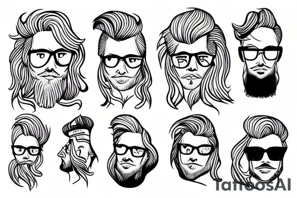 Man with long blond hair and glasses tattoo idea