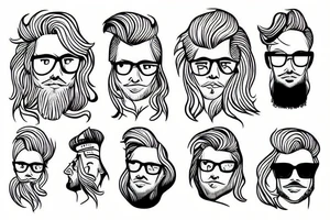 Man with long blond hair and glasses tattoo idea