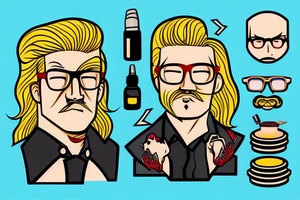 Man with long blond hair and glasses tattoo idea