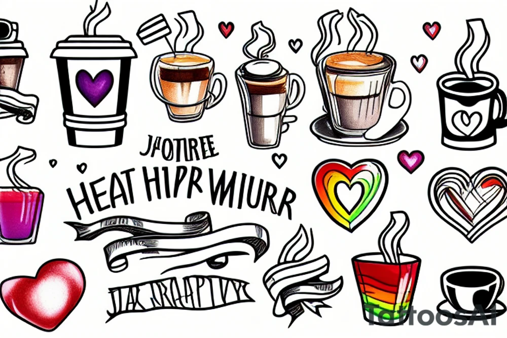 heart stopper, juice wild, gay man flag, coffee tattoo idea