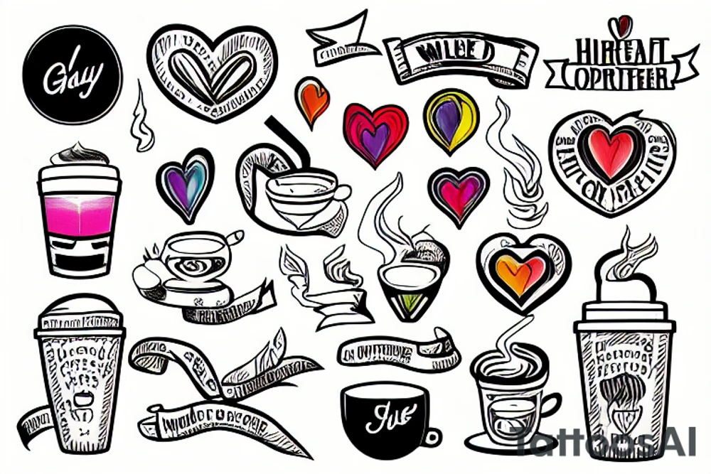heart stopper, juice wild, gay man flag, coffee tattoo idea