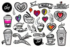 heart stopper, juice wild, gay man flag, coffee tattoo idea