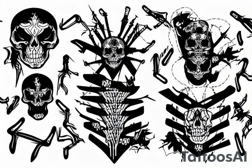 Skeleton electricity black metal tattoo idea