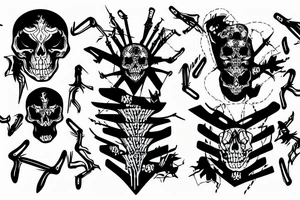 Skeleton electricity black metal tattoo idea
