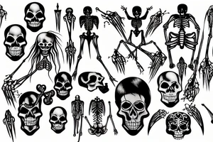 Skeleton electricity black metal tattoo idea