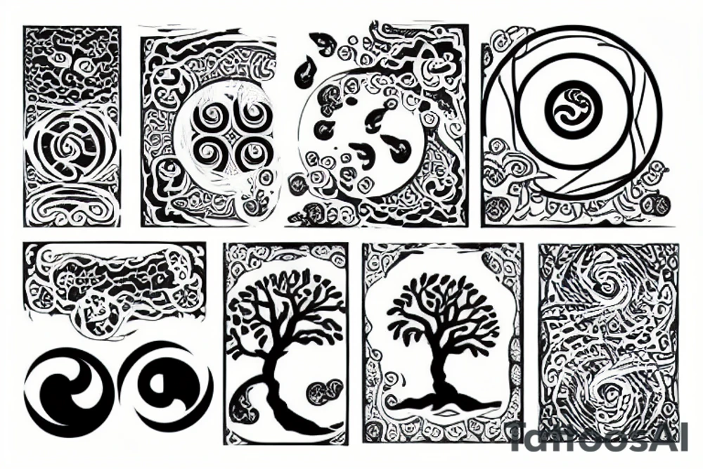 tree with the yin yang center tattoo idea