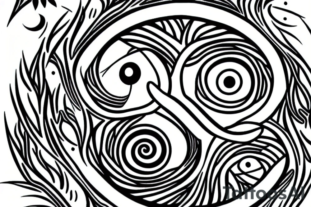 tree with the yin yang center of the trunk tattoo idea