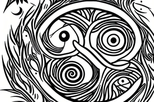 tree with the yin yang center of the trunk tattoo idea