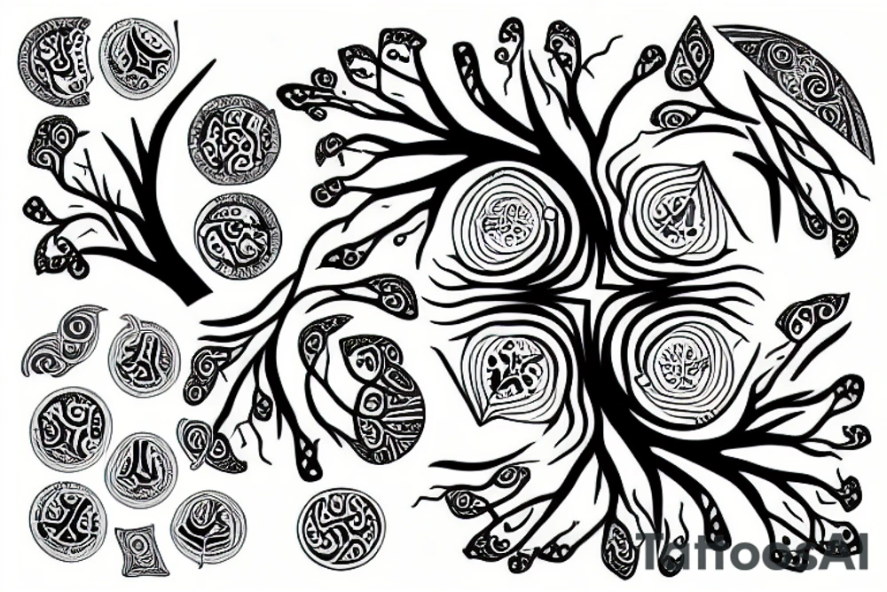 tree with the yin yang center of the trunk tattoo idea