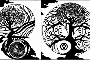 tree with the yin yang center of the trunk tattoo idea