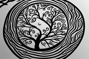 tree with the yin yang center of the trunk tattoo idea