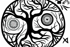 tree with the yin yang center of the trunk tattoo idea