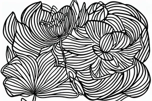 A delicate, thin lined lotus flower in minimalist style with dots tattoo idea