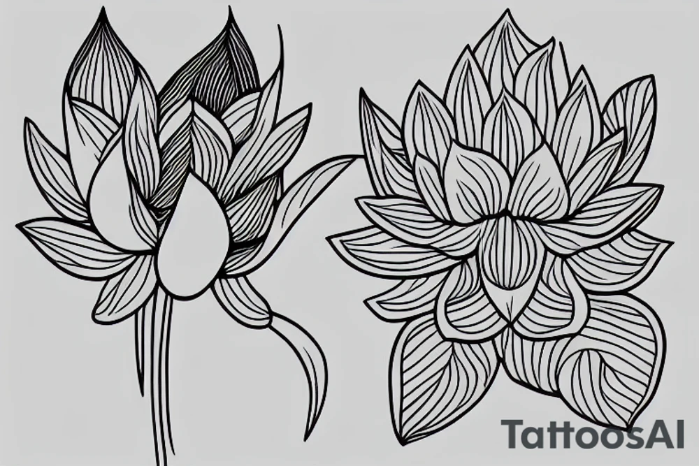 A delicate, thin lined lotus flower in minimalist style with dots tattoo idea A delicate, thin lined lotus flower in minimalist style with dots tattoo idea