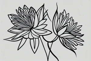 A delicate, thin lined lotus flower in minimalist style with dots tattoo idea