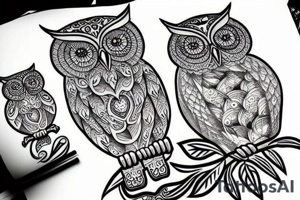 a strong and wise owl tattoo idea