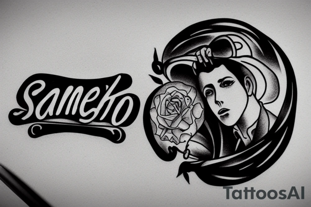 Word "sanbenito" gothic chicane logo tattoo idea