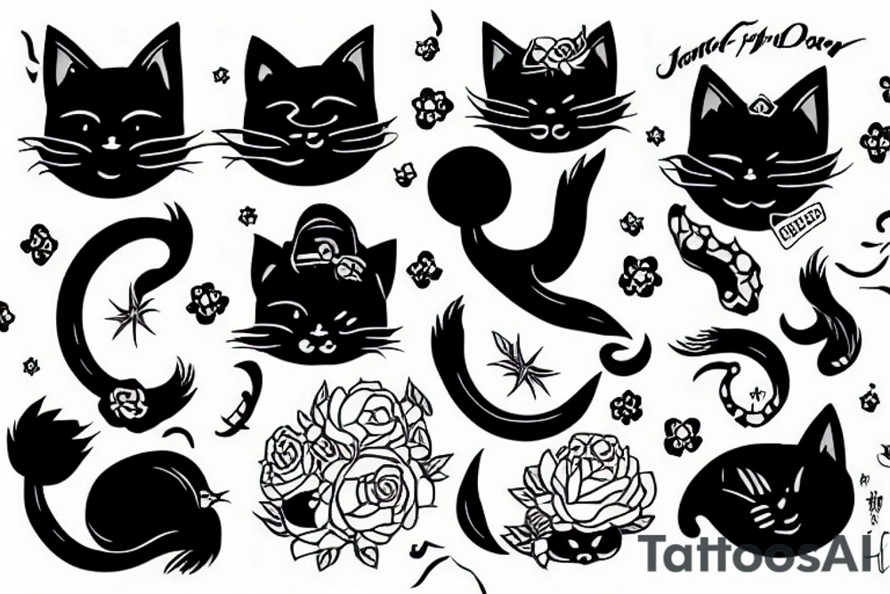 Black cat tattoo idea