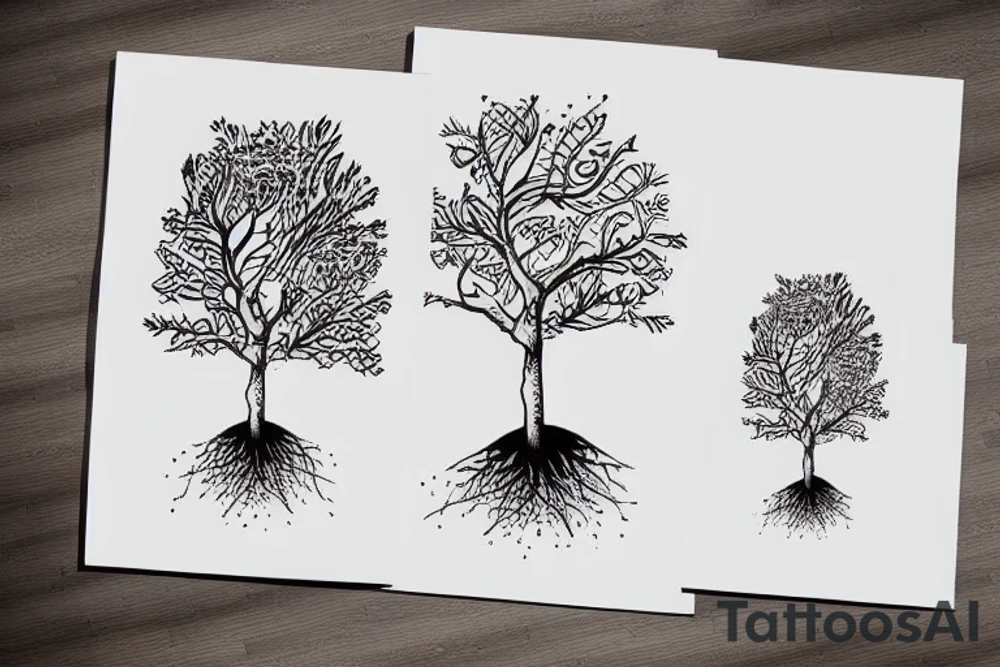 A new sapling grows from old tree’s ashes tattoo idea