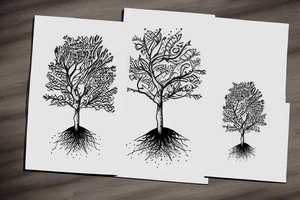 A new sapling grows from old tree’s ashes tattoo idea