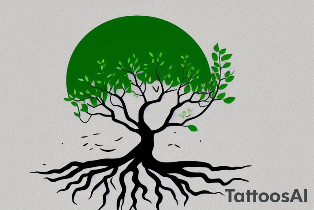 A new green sapling grows from old tree’s ashes after wildfires tattoo idea