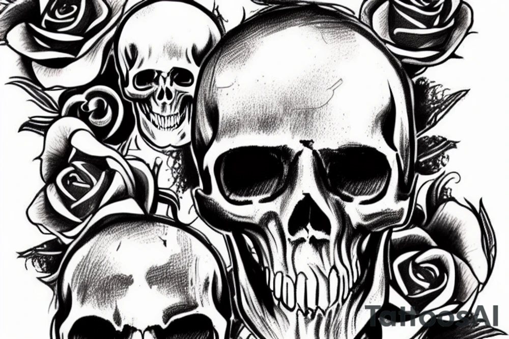A bloody skull with a crown tattoo idea