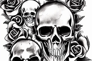 A bloody skull with a crown tattoo idea