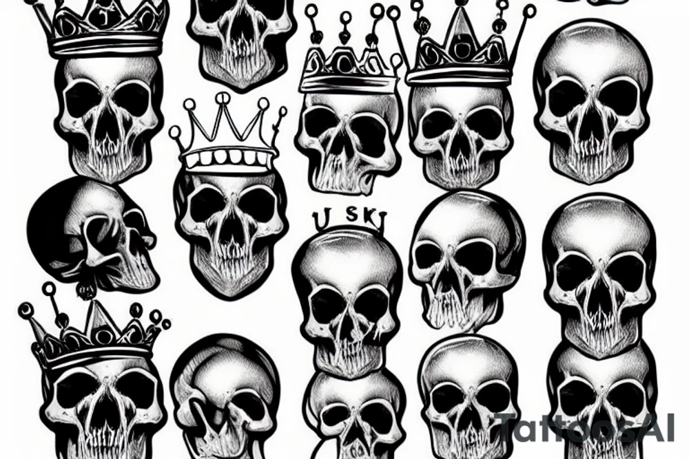 A bloody skull with a crown tattoo idea