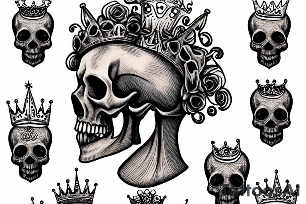 A bloody skull with a crown tattoo idea