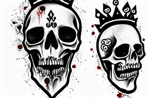 A bloody skull with a crown tattoo idea