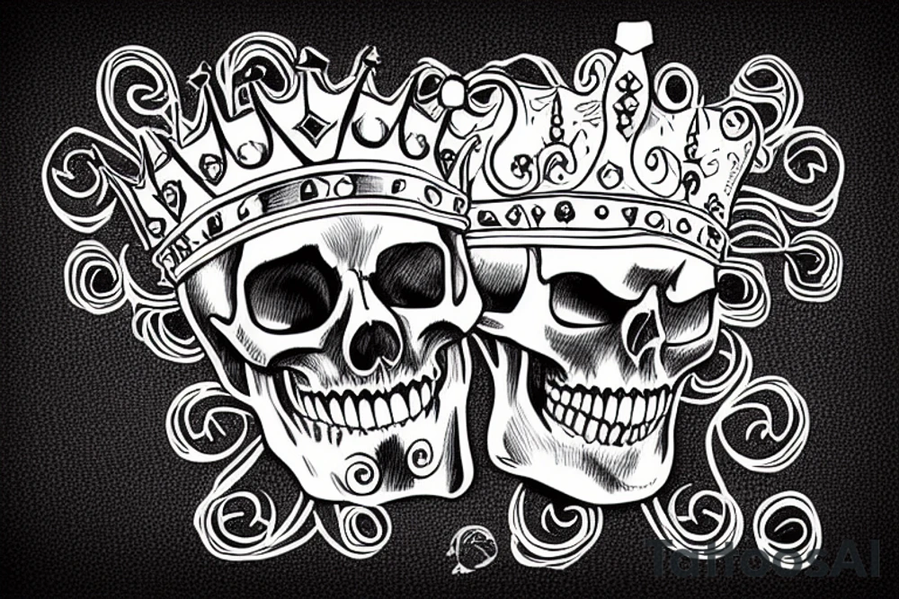 A bloody skull with a crown tattoo idea