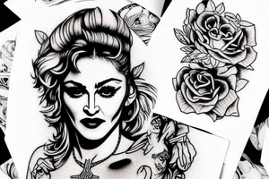 Madonna crying, velvety dress tattoo idea