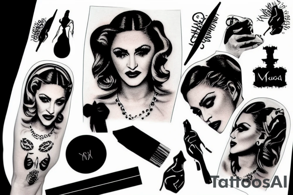 Madonna crying, velvety dress tattoo idea