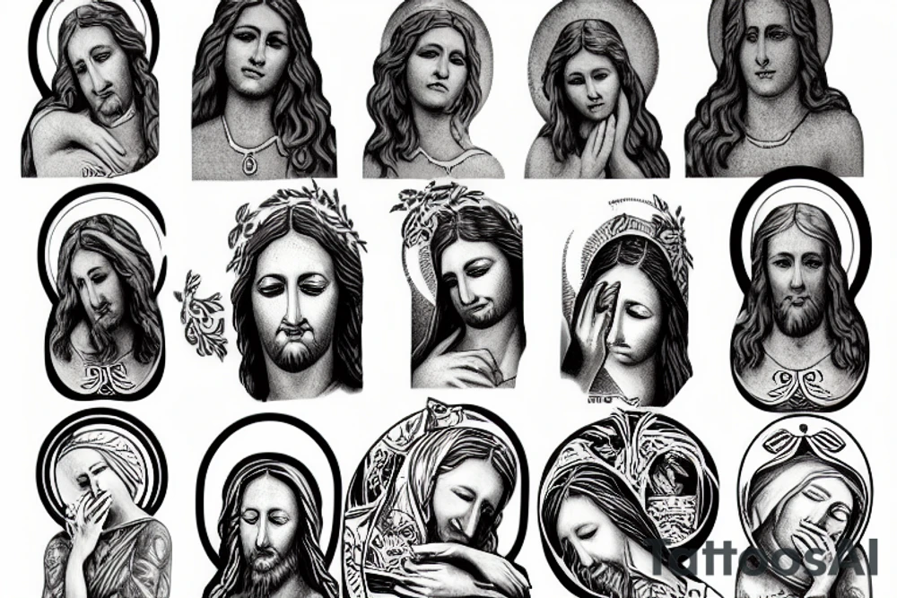 Christ mother crying tattoo idea