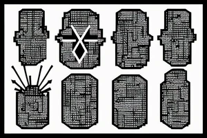 cyberpunk, wires, contacts, binary tattoo idea