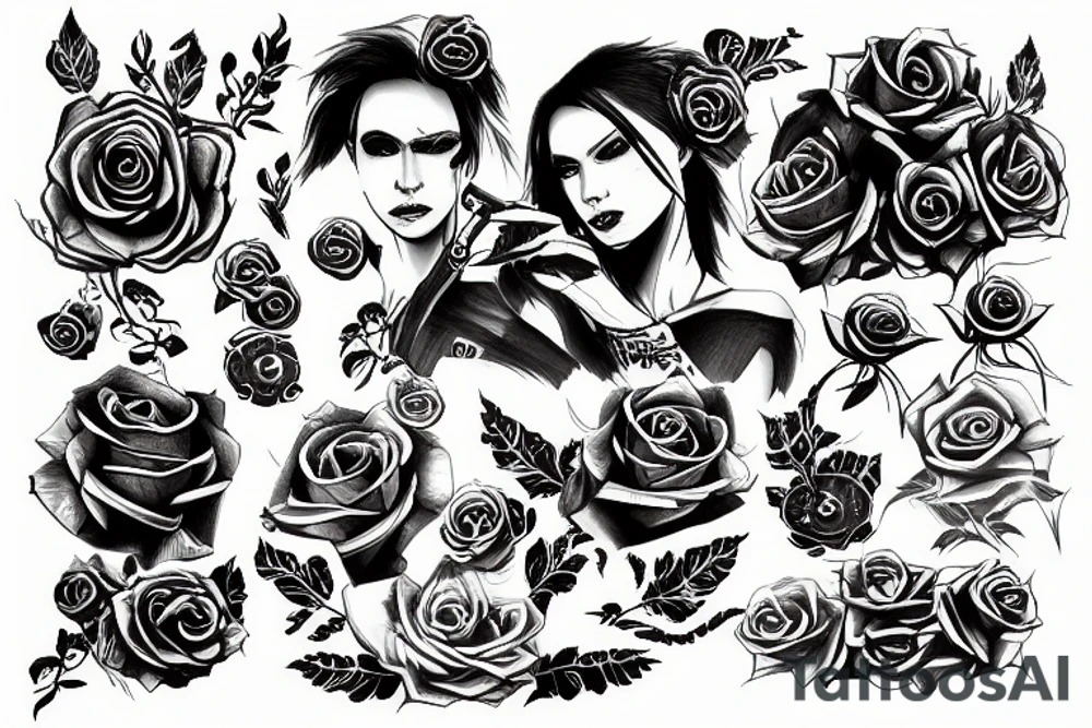 cyberpunk, rose tattoo idea