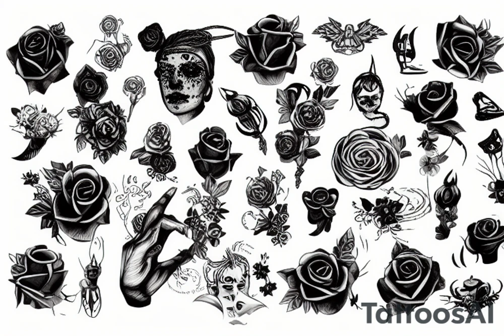 cyberpunk, rose tattoo idea