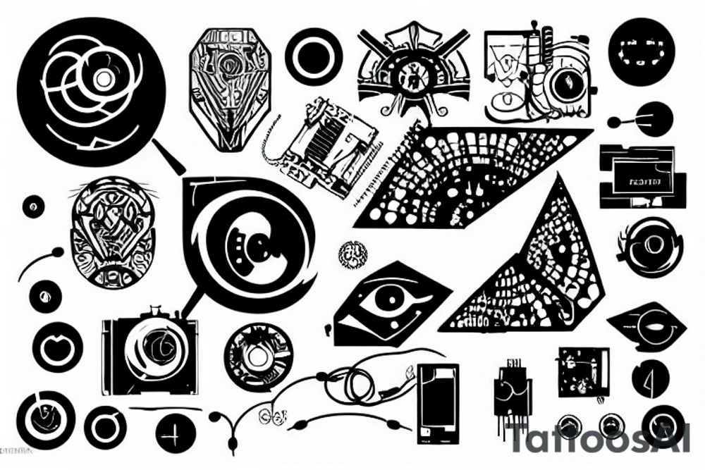 cyberpunk, wires, contacts, binary tattoo idea