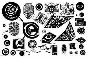 cyberpunk, wires, contacts, binary tattoo idea