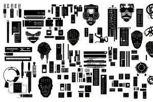cyberpunk, wires, contacts, binary tattoo idea
