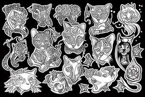 diamonds and animals tattoo idea