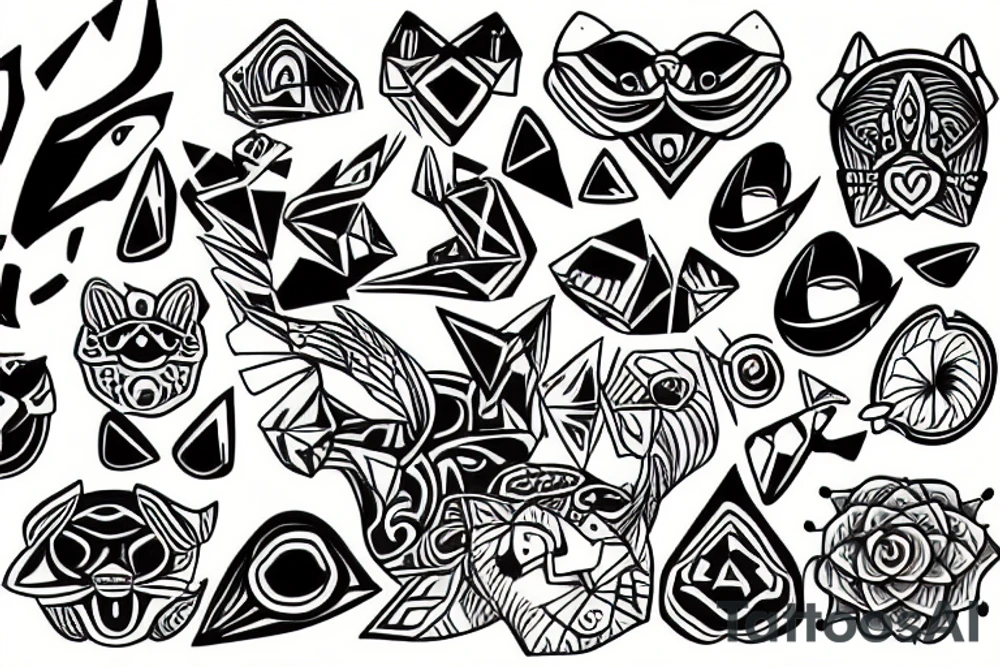 diamonds and animals tattoo idea