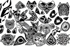 diamonds and animals tattoo idea