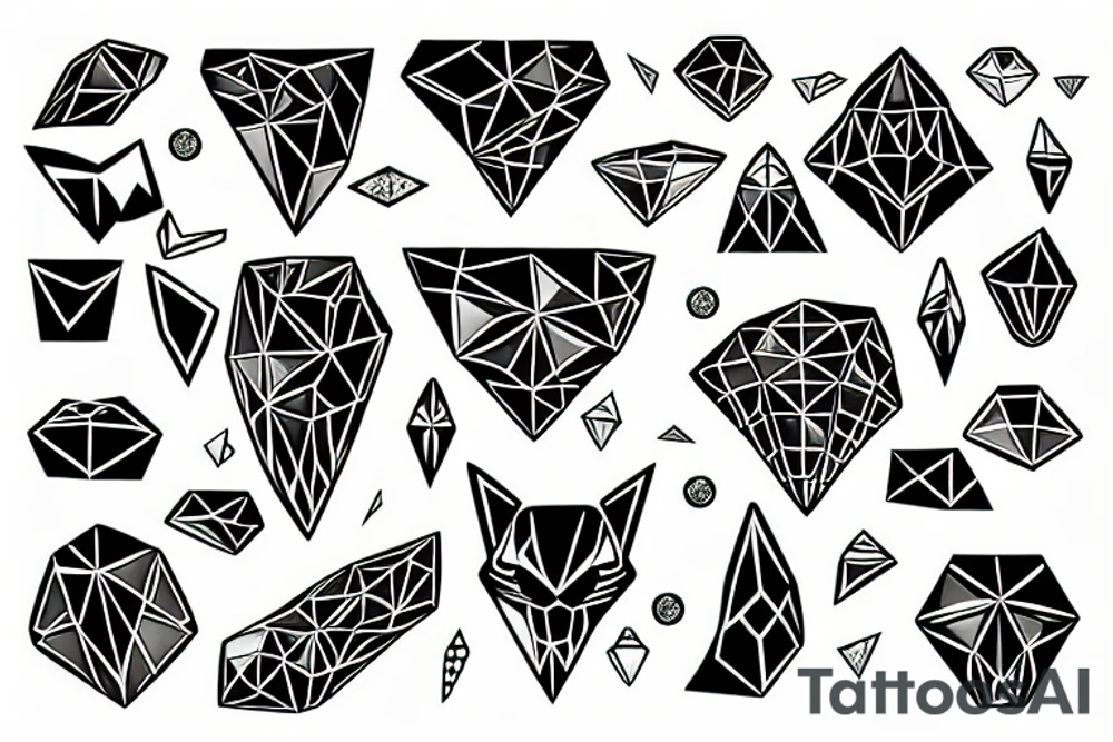 diamonds and animals tattoo idea