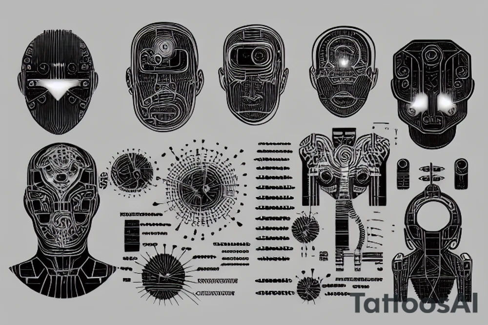 cyberpunk, wires, contacts, binary tattoo idea