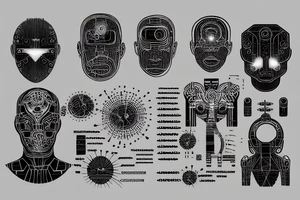 cyberpunk, wires, contacts, binary tattoo idea