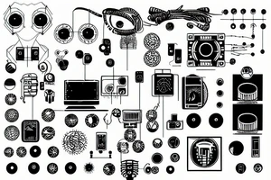 cyberpunk, wires, contacts, binary tattoo idea