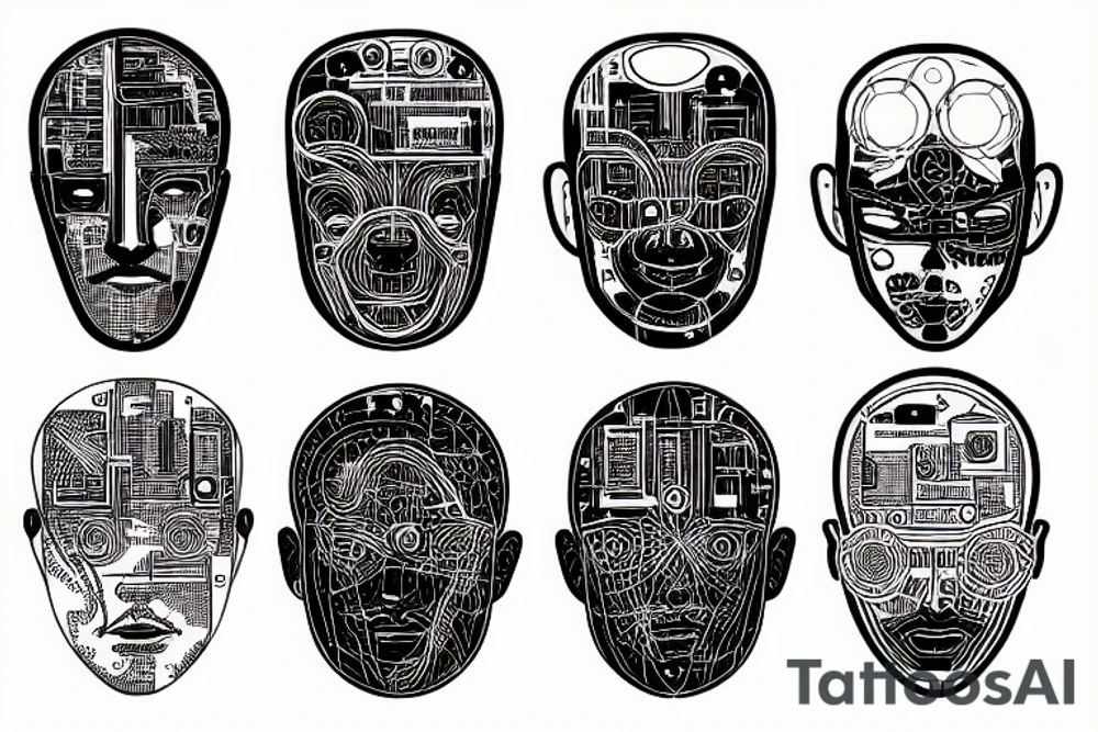 cyberpunk, wires, contacts, binary tattoo idea