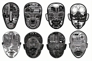 cyberpunk, wires, contacts, binary tattoo idea